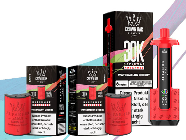 All Fakher 30K Hyper Max - Advanced - Watermelon Cherry (Wassermelone, Kirsche) - 6 mg - 30.000 Züge - Pods und Basisgerät