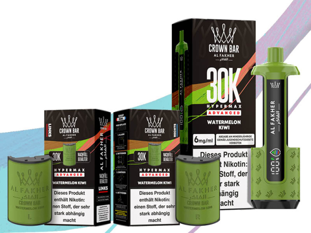 All Fakher 30K Hyper Max - Advanced - Watermelon Kiwi (Wasermelone, Kiwi) - 6 mg - 30.000 Züge - Pods und Basisgerät