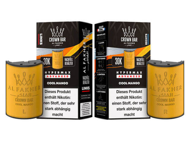 Pods (1x links & 1x rechts) - Al Fakher 30K Hyper Max - Advanced - Big Puffs - Cool Mango (kühle Mango)