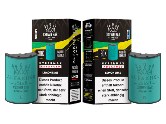 Pods (1x links & 1x rechts) - Al Fakher 30K Hyper Max - Advanced - Big Puffs -  Lemon Lime (Zitrone, Limette)