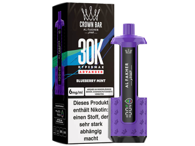 Basisgerät - Al Fakher 30K Hyper Max - Advanced - Big Puffs - Blueberry Mint (Blaubeere, Minze)
