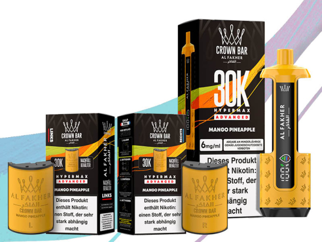 Al Fakher 30K Hyper Max - Advanced - Big Puffs - Mango Pineapple (Mango, Ananas) - 6 mg - 30.000 Züge Pods und Basisgerät