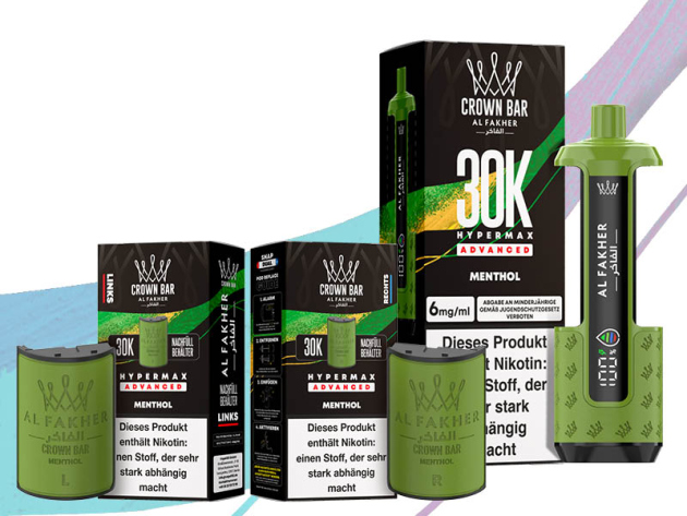 Al Fakher 30K Hyper Max - Advanced - Big Puffs - Menthol - 6 mg - 30.000 Züge - Pods und Basisgerät