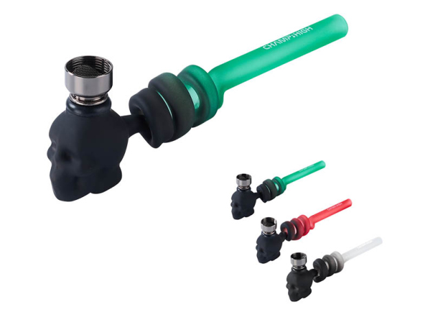 Glaspfeife "Skull Head" 14 cm, 3-fach sortiert, einzeln