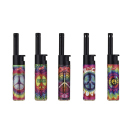 Stabfeuerzeug "COLOR PEACE"; 5-fach sortiert; 30er Display