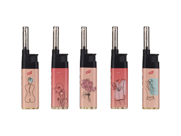 Stabfeuerzeug "LINE ART"; 5-fach sortiert; 50er Display