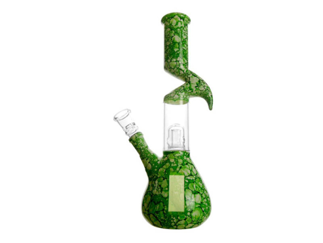 Glasbong mit Perkolator Grün; Höhe 27 cm; Ø 40 mm; Schliff 18,8