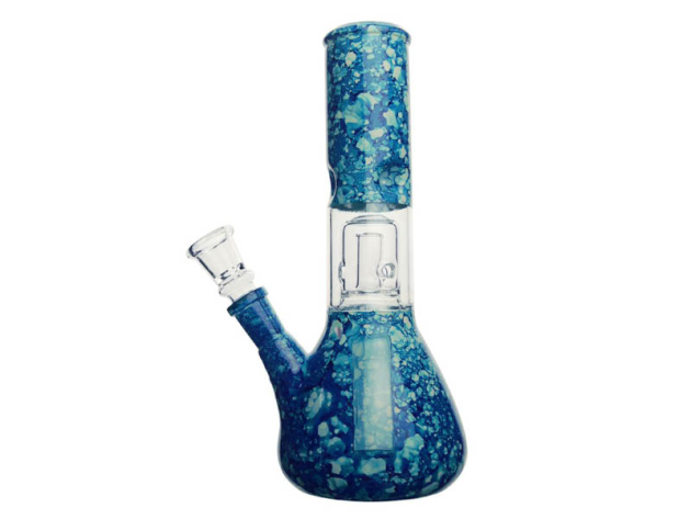 Glasbong mit Perkolator Blau; Höhe 22 cm; Ø 40 mm; Schliff 14,5