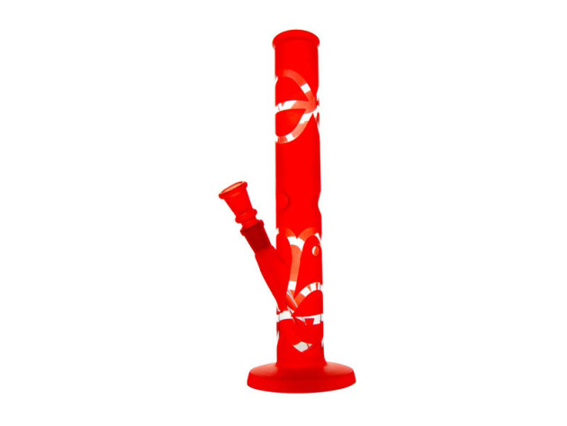 Glasbong mit Eis Rot; Höhe 30 cm; Ø 40 mm; Schliff 18,8