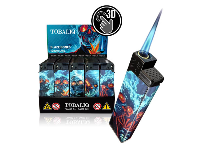 Sturmfeuerzeuge "Blaze Bones°" 3D Alu-Jet, 5-fach sortiert, 50er Display