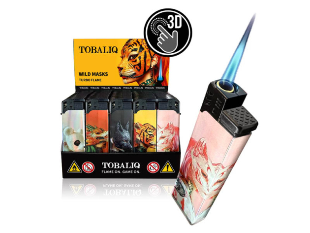 Sturmfeuerzeuge "Wild Masks" 3D Alu-Jet, 5-fach sortiert, 50er Display