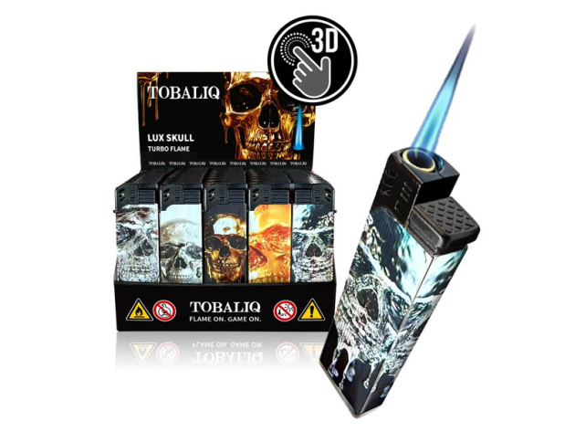 Sturmfeuerzeuge "Lux Skull" 3D Alu-Jet, 5-fach sortiert, 50er Display