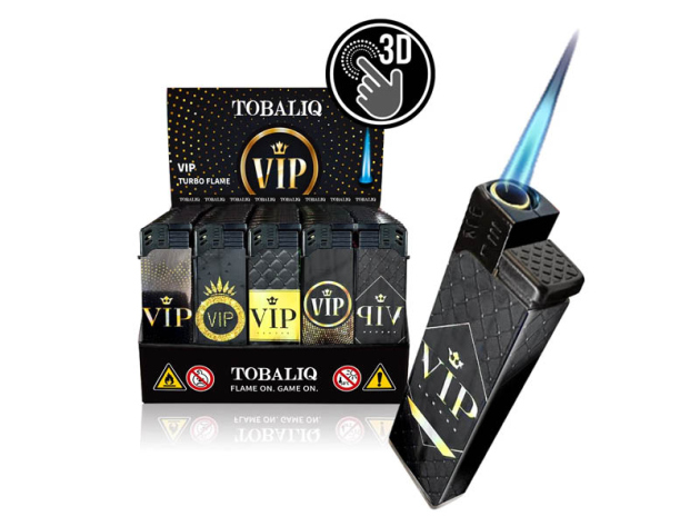 Sturmfeuerzeuge "VIP" 3D Alu-Jet, 5-fach sortiert, 50er Display