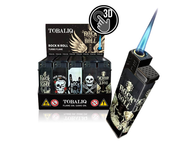 Sturmfeuerzeuge "Rock N Roll" 3D Alu-Jet, 5-fach sortiert, 50er Display