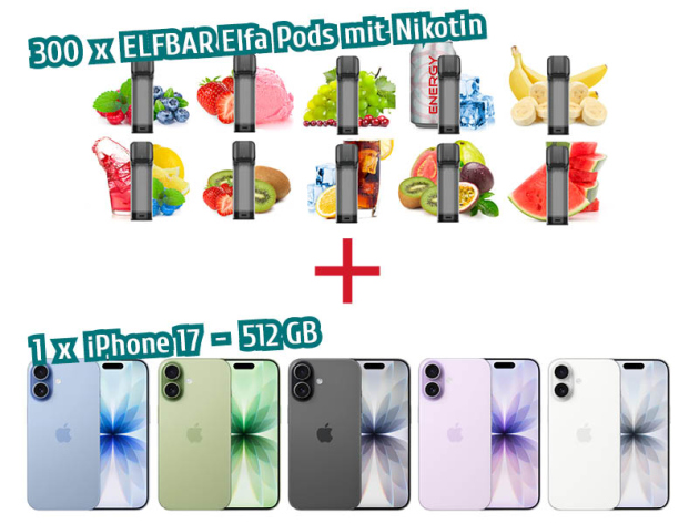 AKTION IPhone 17 - 512GB + 300x ELFA Pods (2er-Set) 20mg