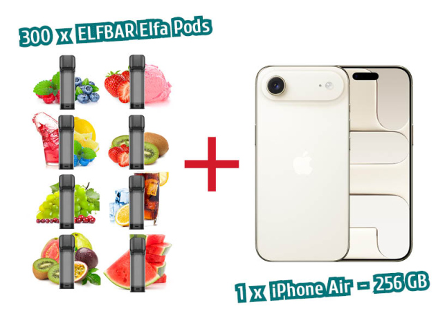 AKTION IPhone Air - Lichtgold - 256GB + 300x ELFA Pods (2er-Set) 20mg