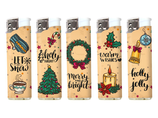 Elektrofeuerzeuge "Weihnachtsdeko", 5-fach sortiert; 50er Display