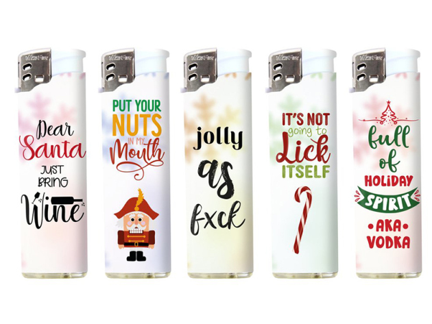 Elektrofeuerzeuge "Jolly as fxck", 5-fach sortiert; 50er Display