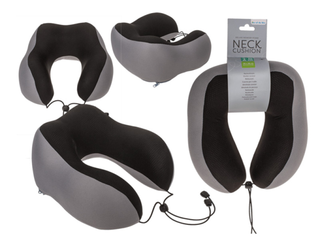 Deluxe Nackenkissen aus Memory Foam; grau-schwarz