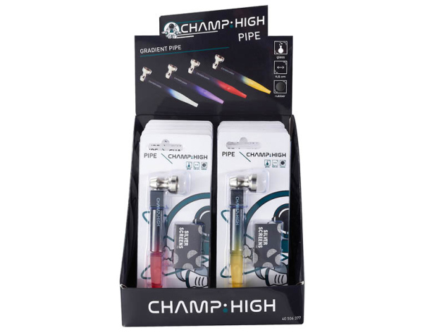 Handpfeife "GRADIENT GLASS PIPE", 16,5 cm, mit Sieb, 4-fach sortiert, einzeln