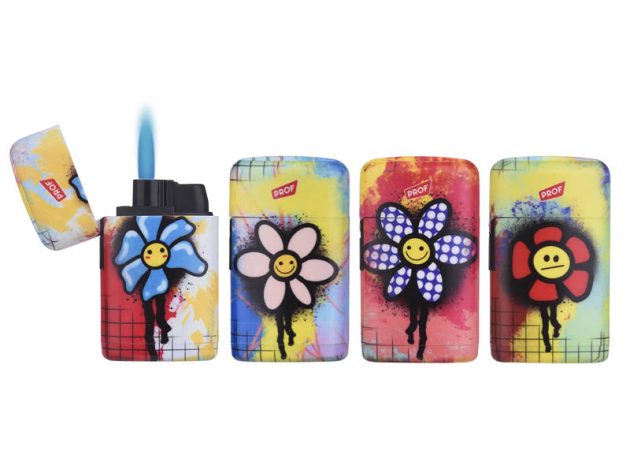 Sturmfeuerzeuge "GRAPHIC FLOWE" Jetflame; 4-fach sortiert; 20er Display