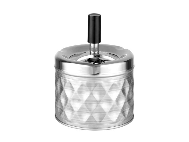 Schleuderaschenbecher "Silber-Matt" Metall Ø 9 cm, H: 12 cm