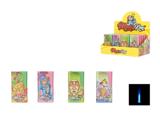 Sturmfeuerzeuge "MONKEY KING" bunt Jetflame; 4-fach sortiert; 25er Display