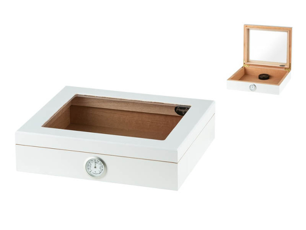 Humidor weiß matt mit Fenster 26x22x6,5 cm