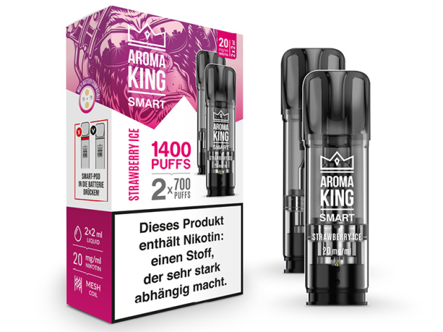 Aroma King - PODS - 2er Set "Strawberry Ice" (Erdbeere, Eis) - Nikotinsalz 20mg - 700 Züge