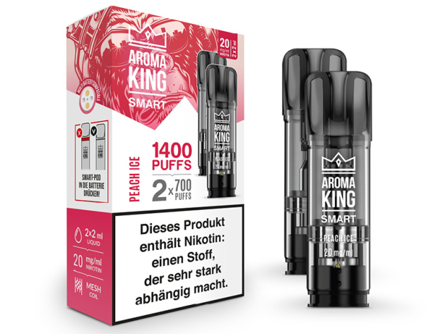 Aroma King - PODS - 2er Set "Peach Ice" (Pfirsich, Eis) - Nikotinsalz 20mg - 700 Züge