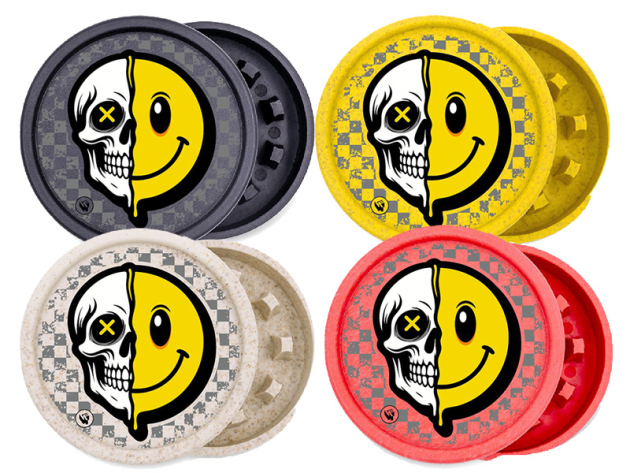 Hemp Grinder "Smiley"; 4-fach sortiert; 2-tlg.; Ø 55 mm, einzeln