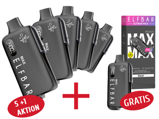5+1 Gratis Aktion - ELFBAR Max Basisgerät - black (schwarz)
