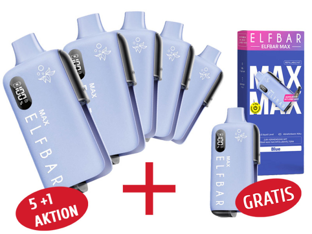 5+1 Gratis Aktion - ELFBAR Max Basisgerät - bue (blau)