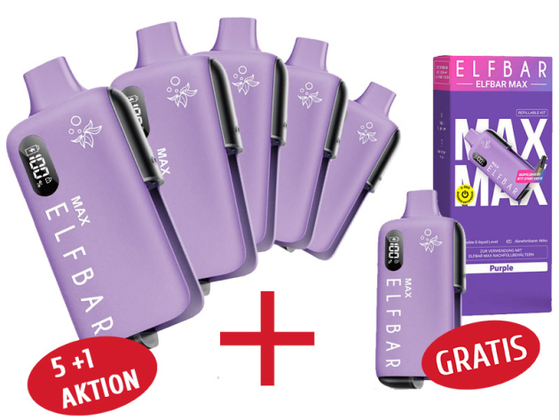 5+1 Gratis Aktion - ELFBAR Max Basisgerät - purple (lila)