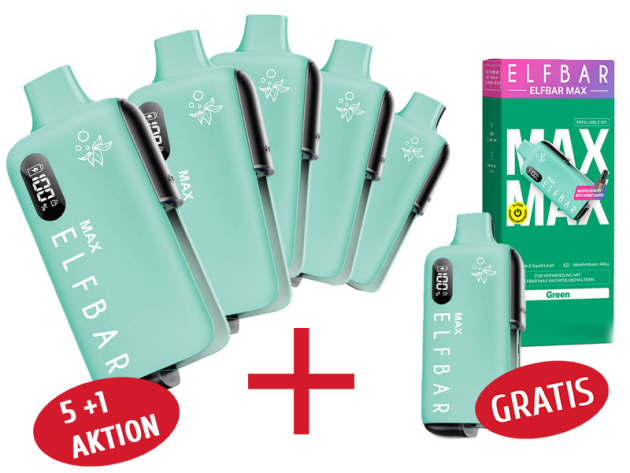 5+1 Gratis Aktion - ELFBAR Max Basisgerät - green (grün)