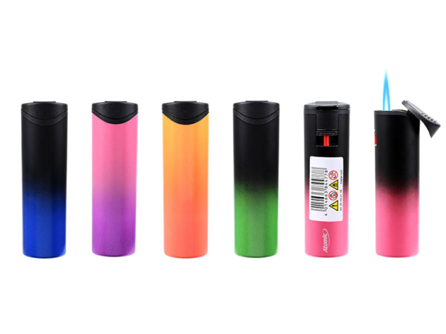 Sturmfeuerzeug "ROUND" bunt metallic, Jetflamme, 5-fach sortiert, 25er Display