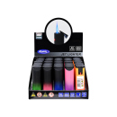 Sturmfeuerzeug "ROUND" bunt metallic, Jetflamme, 5-fach sortiert, 25er Display