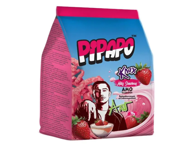 PIPAPO – AMO Knax Chips - Milky Strawberry á 70g; 24er Pack