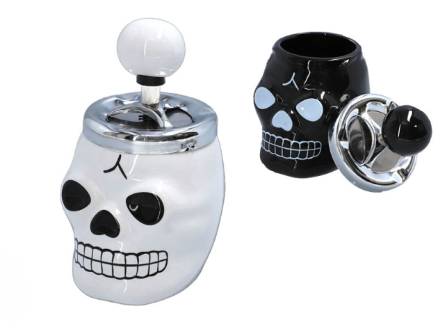 Aschenbecher "Totenkopf" 8x16 cm, 2-fach sortiert, einzeln