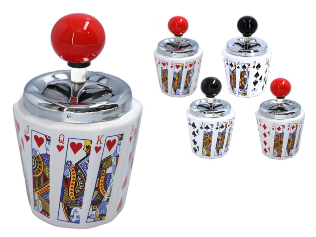 Aschenbecher "Poker" 9x16 cm, 4-fach sortiert, einzeln