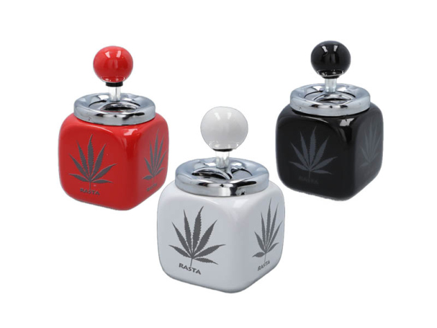 Aschenbecher "Rasta" 8,5x15 cm, 3-fach sortiert, einzeln