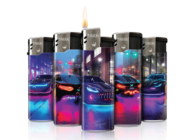 Elektrofeuerzeuge "Night Speed"; 5-fach sortiert; 50er Display