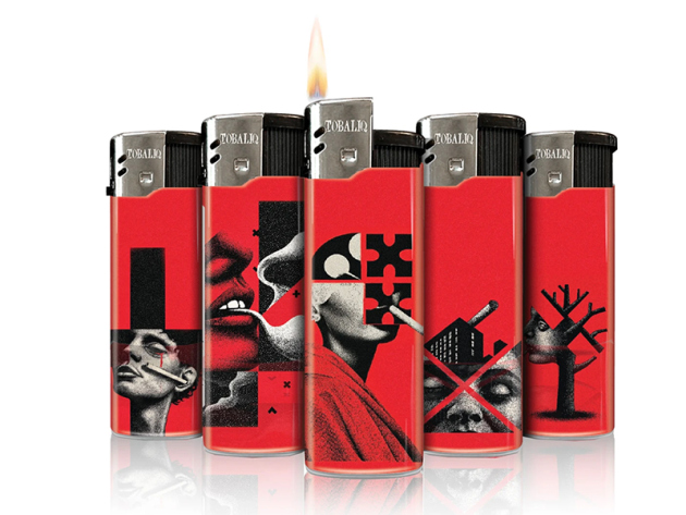 Elektrofeuerzeuge "Lost Face"; 5-fach sortiert; 50er Display