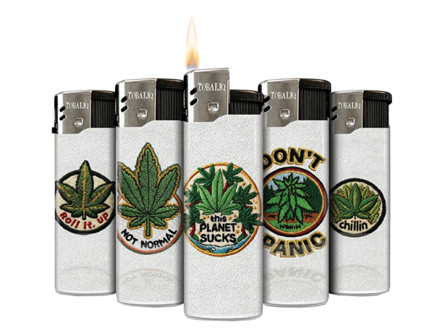 Elektrofeuerzeuge "Green Touch"; 5-fach sortiert; 50er Display