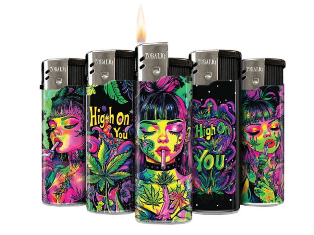 Elektrofeuerzeuge "High on You"; 5-fach sortiert; 50er Display