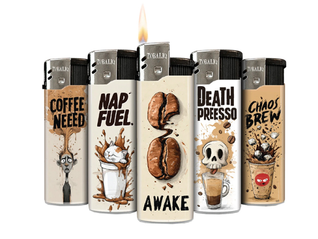 Elektrofeuerzeuge "Strong Cup"; 5-fach sortiert; 50er Display