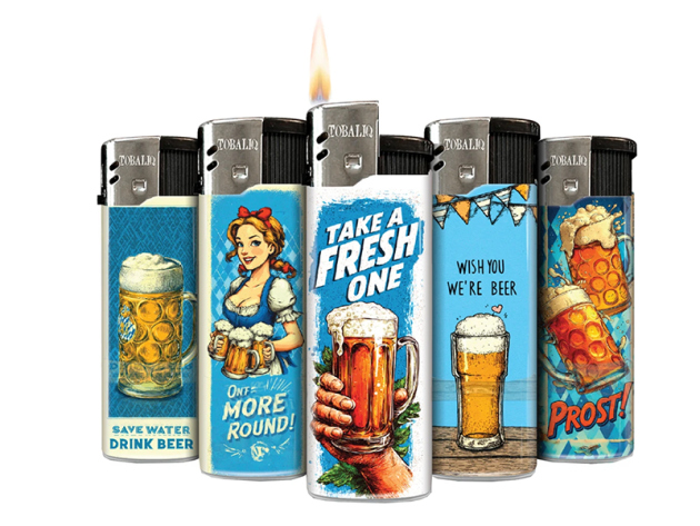 Elektrofeuerzeuge "Beer Fest"; 5-fach sortiert; 50er Display