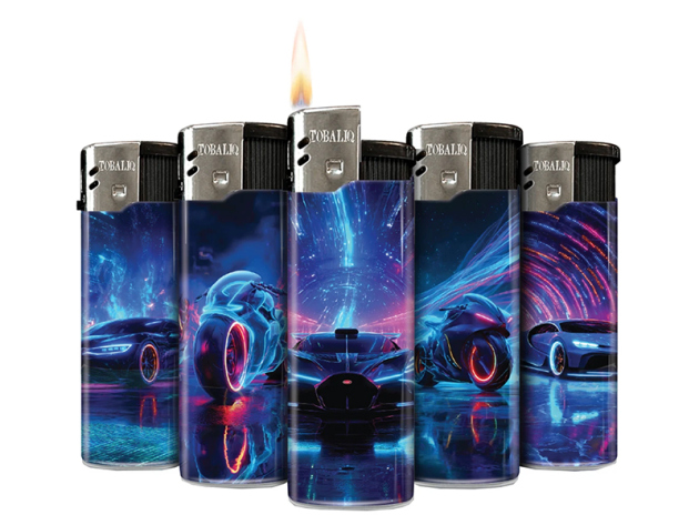 Elektrofeuerzeuge "Drive Glow"; 5-fach sortiert; 50er Display