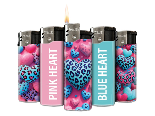 Elektrofeuerzeuge "Pink & Blue"; 5-fach sortiert; 50er Display