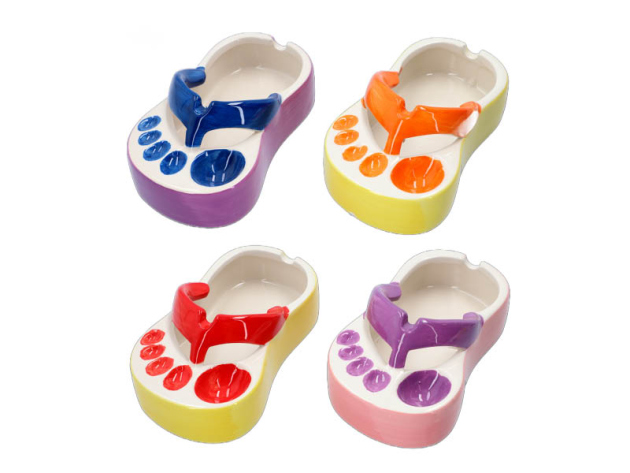 Aschenbecher "Beach Flip" 13,5x8x5,5 cm, 4-fach sortiert, einzeln